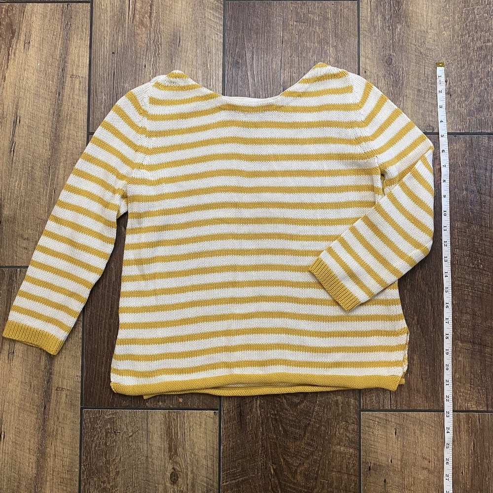 MARLED REUNITED CLOTHING Striped Pullover Sweater - Size Small Yellow Knit